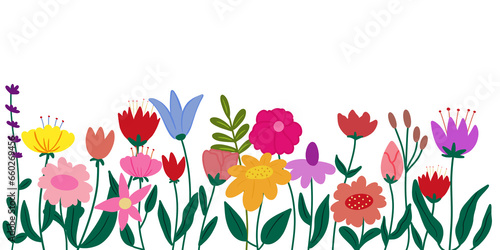 colorful flowers Painting flowers on a white background to add decorative text to a banner.