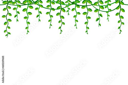 vine with leaves border frame seamless background. vector illustration of plant on top hang down no people. 