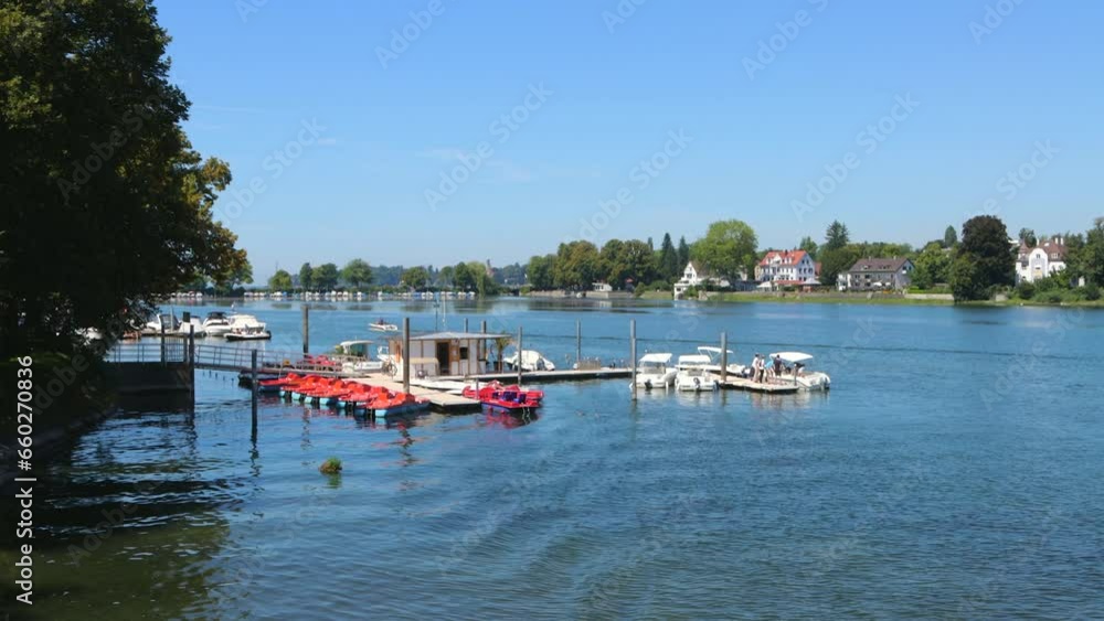 Boats In The Marina In Kleiner See, Swimming Lake In Lindau, Bodensee, Germany. - wide Boats In The Marina In Kleiner See, Swimming Lake In Lindau, Bodensee, Germany. - wide