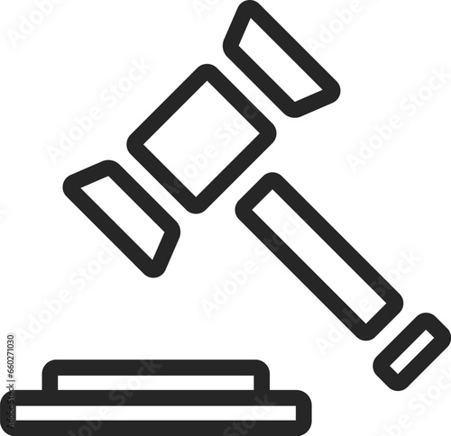 オークションハンマーのアイコン（線画）のイラスト