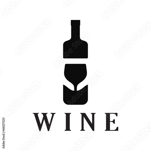 Wine logo with wine glasses and bottles.for night clubs,bars,cafe and wine shops.