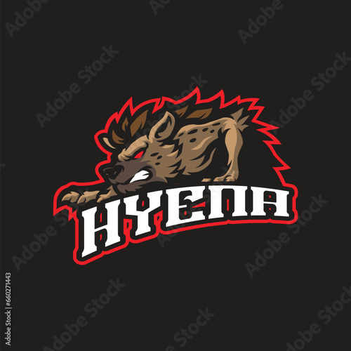 Hyena mascot logo design vector with modern illustration concept style for badge, emblem and t shirt printing. Angry hyena illustration for sport and esport team.