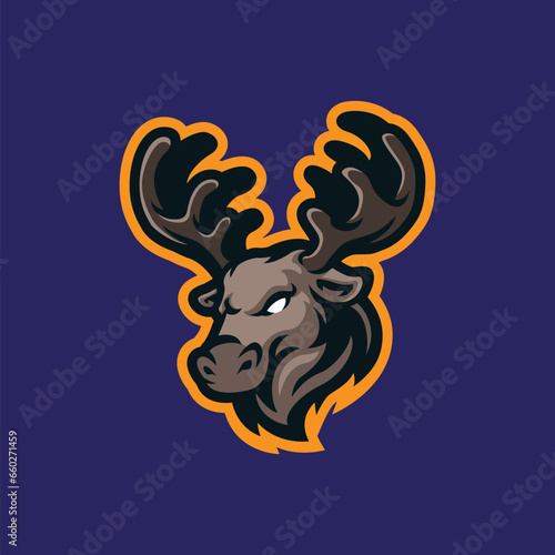 Moose mascot logo design vector with modern illustration concept style for badge, emblem and t shirt printing. Head moose illustration.