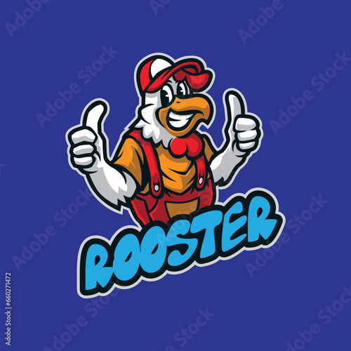 Rooster mascot logo design vector with modern illustration concept style for badge, emblem and t shirt printing. Smart rooster illustration.