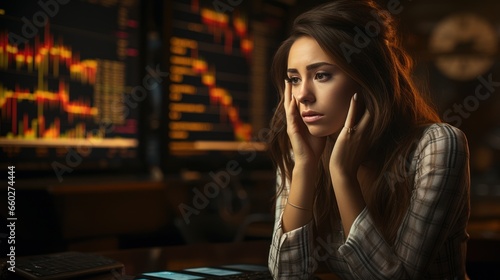 Business woman trader with stress for web statistics, data analytics © sirisakboakaew