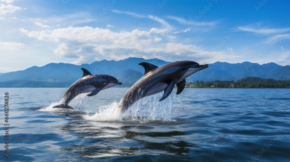 Dolphins leaping in Costa Rica Central America Dolphins leaping in Costa Rica Central America