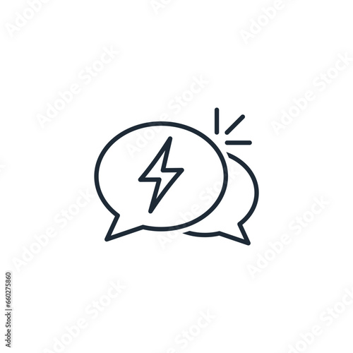 Dialogue dispute. Argue.  Vector linear icon isolated on white background.