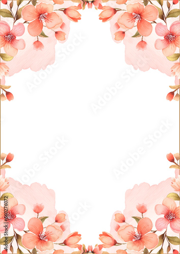 Peach modern background invitation template with floral and flower