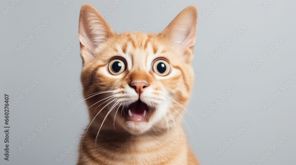 fluffy domestic cat with wide eyes and an open mouth is surprised, emotional portrait of an animal, shocked look, meowing, screaming, facial expression, home pet, feline, whiskers, fur fluffy domestic cat with wide eyes and an open mouth is surprised, emotional portrait of an animal, shocked look, meowing, screaming, facial expression, home pet, feline, whiskers, fur