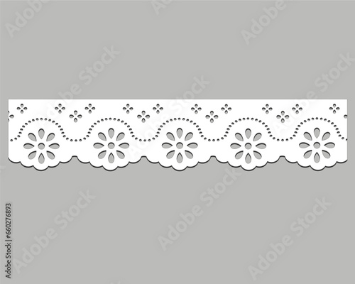vintage lace cotton vector Decorative ornament for border of fabric Stylized texture of embroidery, imitation satin stitch. Abstract background texture ornamental style. Seamless design collar	