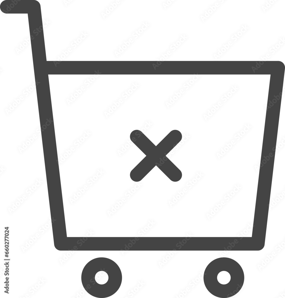 Shopping cart thin line icon in vector format