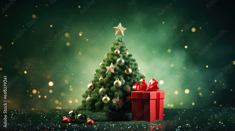 Portrait Christmas tree with gift box AI Generative Portrait Christmas tree with gift box AI Generative