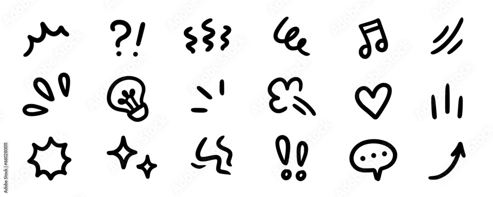 Line movement effect element, cartoon emotion effect decoration icon ...