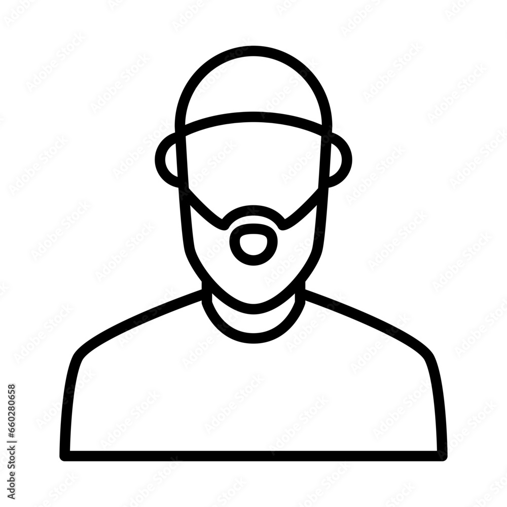 Beard fashion muslim icon with black outline style. hair, male, face, style, beard, hipster, mustache. Vector Illustration Beard fashion muslim icon with black outline style. hair, male, face, style, beard, hipster, mustache. Vector Illustration