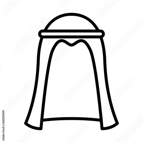 Thawb fashion muslim icon with black outline style. arab, thawb, saudi, thobe, man, kandura, arabian. Vector Illustration