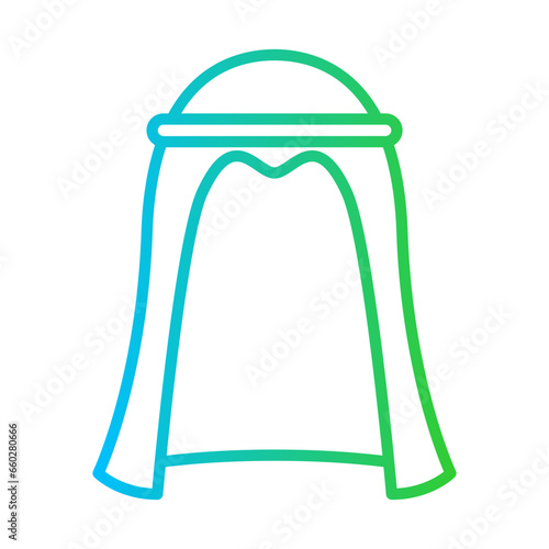 Thawb fashion muslim icon with blue and green gradient outline style. arab, thawb, saudi, thobe, man, kandura, arabian. Vector Illustration