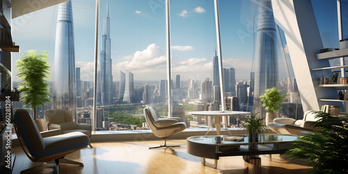 Visionary Essence: Artist's Impression of a Skyscraper Showcasing the Futuristic Open-Concept Layouts, Redefining Urban Architecture for the Future