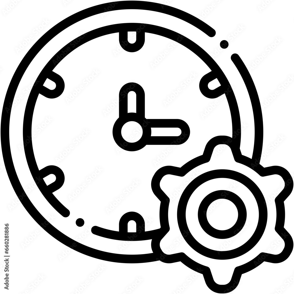 Vector Icon Time Management, Time And Date, Clock, Gear, Setting, Productivity Vector Icon Time Management, Time And Date, Clock, Gear, Setting, Productivity