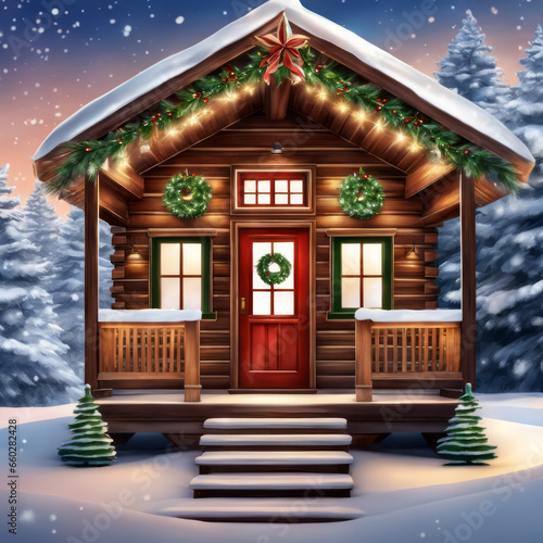 Weihnachtsurlaub in einer Hütte, gen ai