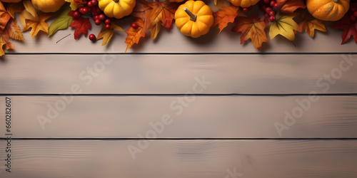 autumn leaves on wooden background