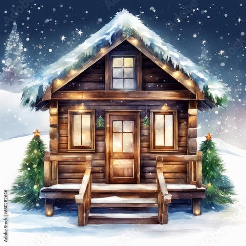 Weihnachtsurlaub in einer Hütte, gen ai