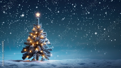 Wallpaper Mural Luxury fir tree with snowflakes decorated with balls on the winter Background Torontodigital.ca