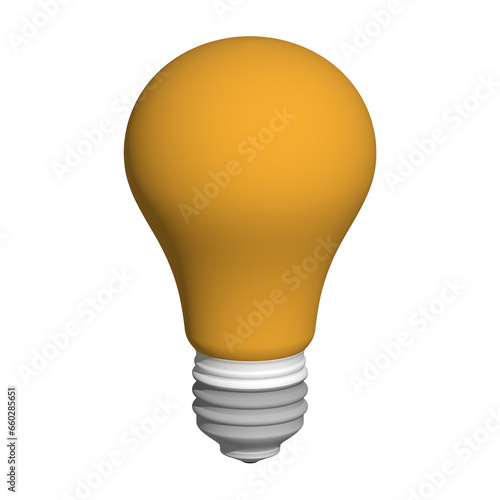3d illustration of orange light bulb idea icon business concept