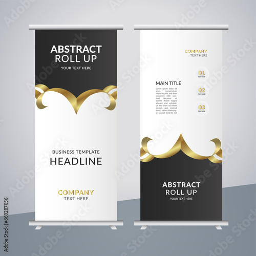 
 modern abstract business stand banner with creative golden shapes
