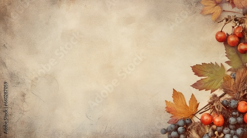 Grungy vintage Christmas, Thanksgiving and Halloween celebration background with space to write. 