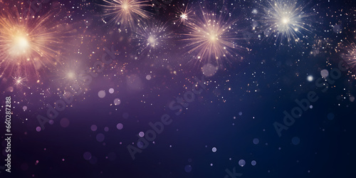 Happy New Year, Beautiful creative holiday background with fireworks and Sparkling, space for text