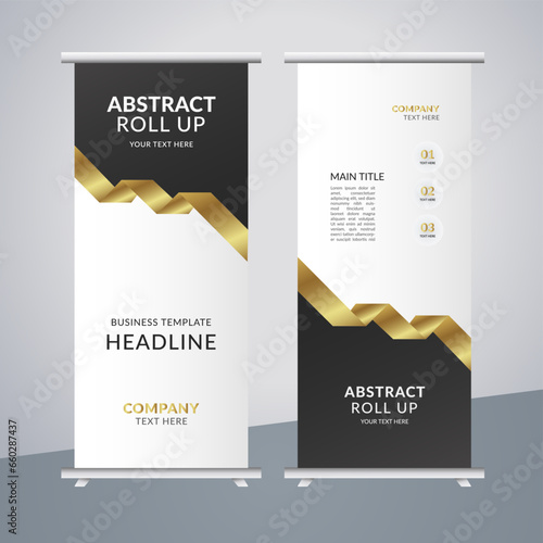 
 modern abstract business stand banner with creative golden shapes
