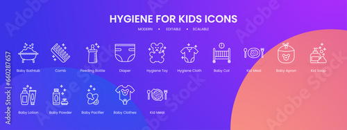 Hygiene icon collection with black outline style. hygiene, clean, sign, medical, collection, water, health. Vector Illustration