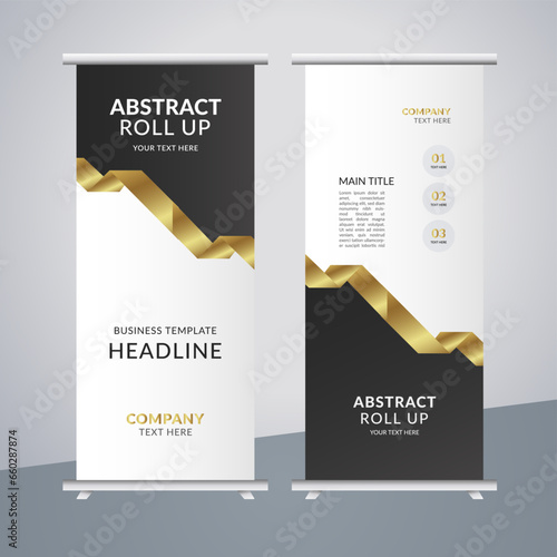 
 modern abstract business stand banner with creative golden shapes