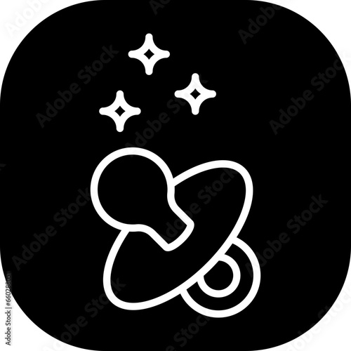 Baby pacifier hygiene icon with black filled line outline style. baby, pacifier, newborn, kid, child, cute, childhood. Vector Illustration