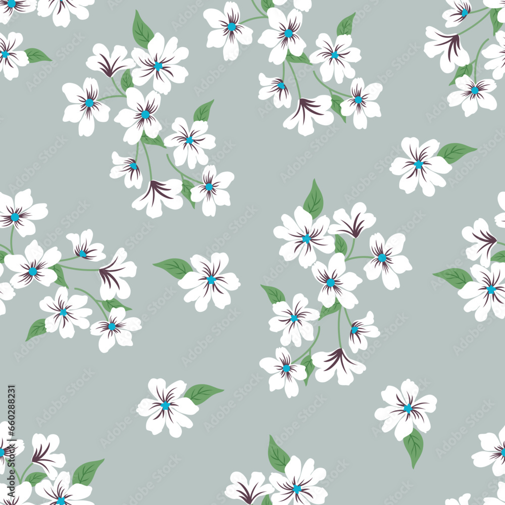 seamless smell vector flower design on blue background