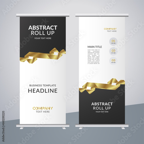 
 modern abstract business stand banner with creative golden shapes