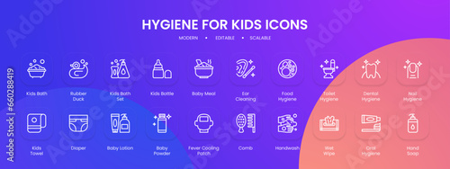 Hygiene icon collection with black outline style. hygiene, clean, sign, medical, collection, water, health. Vector Illustration