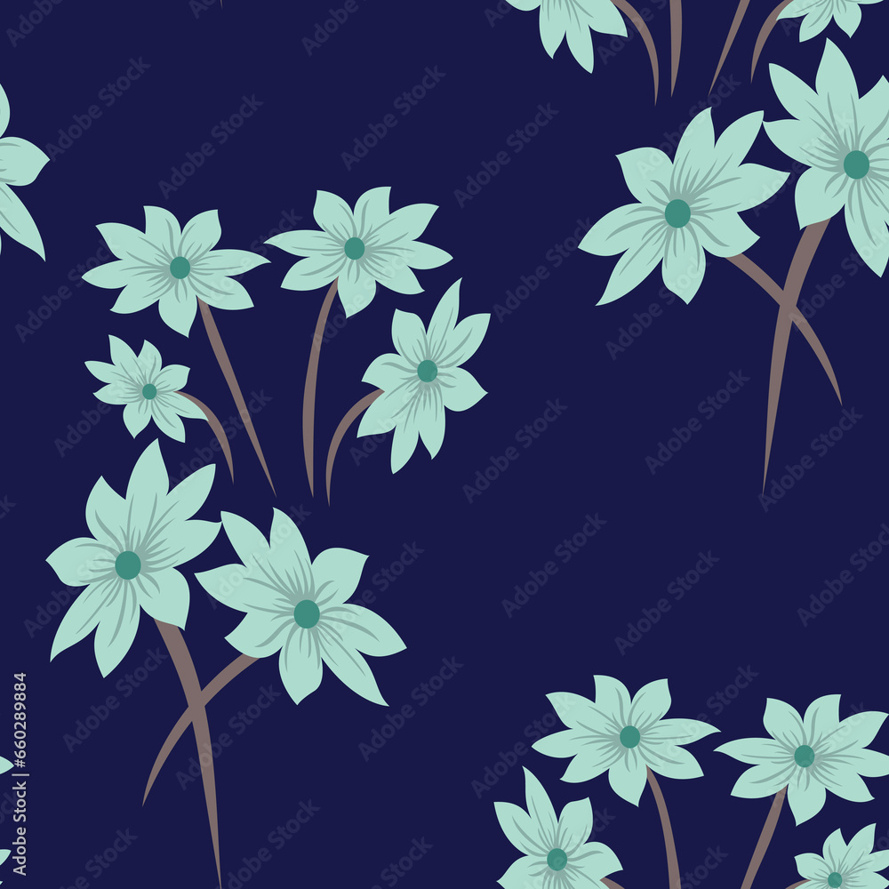 seamless allover vector design pattern on navy background
