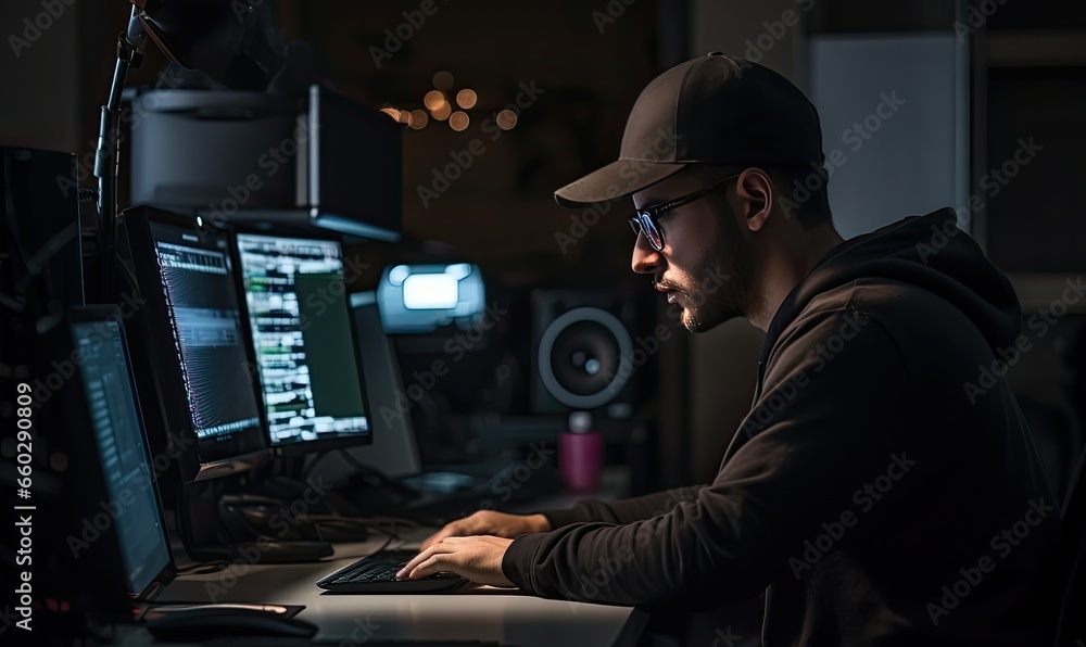 Photo of a man working in a recording studio