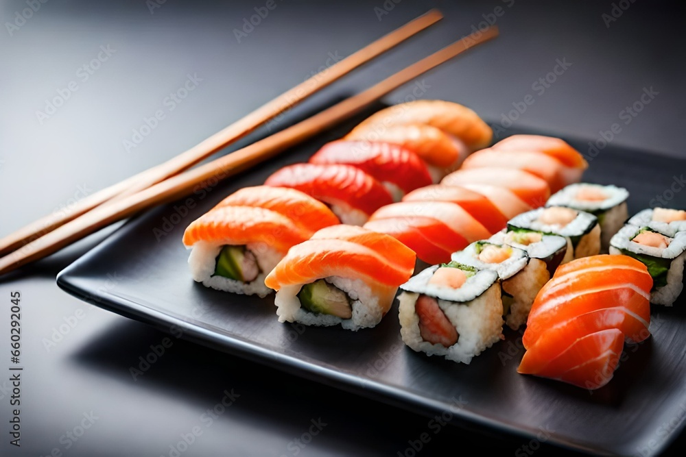 sushi and chopsticks