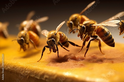 Bees on skateboards enjoying leisure and free time: crazy insects in action. Generative AI
