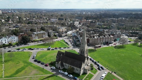 All Saints, church Blackheath London drone,aerial photo