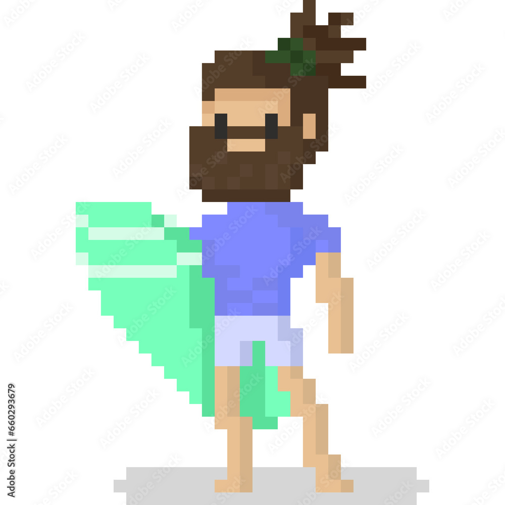 Pixel art surfer player character Pixel art surfer player character