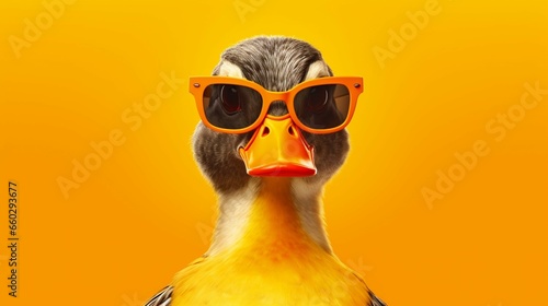Generative AI illustration of stylish funny duck with.Generative AI photo