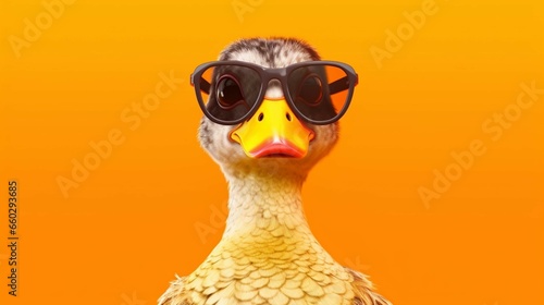 Generative AI illustration of stylish funny duck with.Generative AI © Sukritidesign