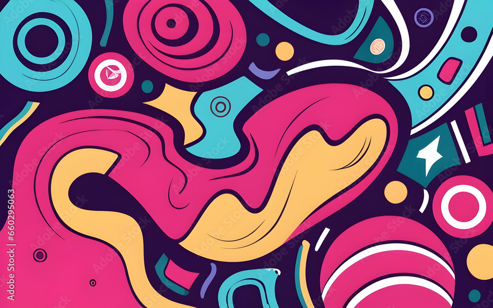 Colorful ribby contrast bright abstract futuristic cartoon background wallpaper lines shapes ai generative