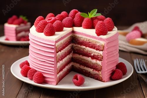 cake with raspberries