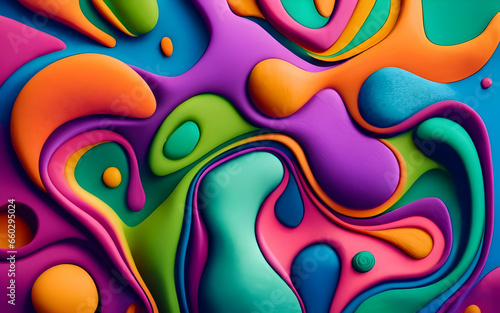 Colorful ribby contrast bright abstract futuristic cartoon background wallpaper lines shapes ai generative