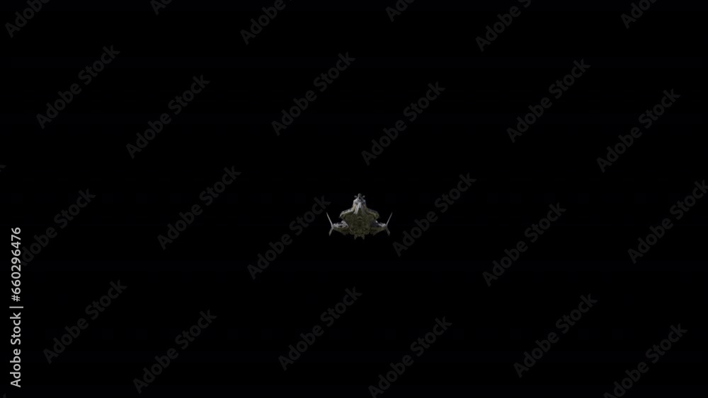 Giant spaceship flying straight closing to camera, black background suitable for overlay with alpha channel matte blending option, seamless integration into various sci-fi concepts and scenes. Giant spaceship flying straight closing to camera, black background suitable for overlay with alpha channel matte blending option, seamless integration into various sci-fi concepts and scenes.