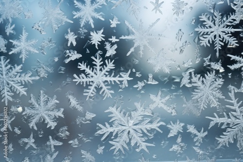 snowflakes on a window in winter